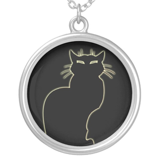 Cat Necklace Black Cat Gifts Cat Jewelry (Front)