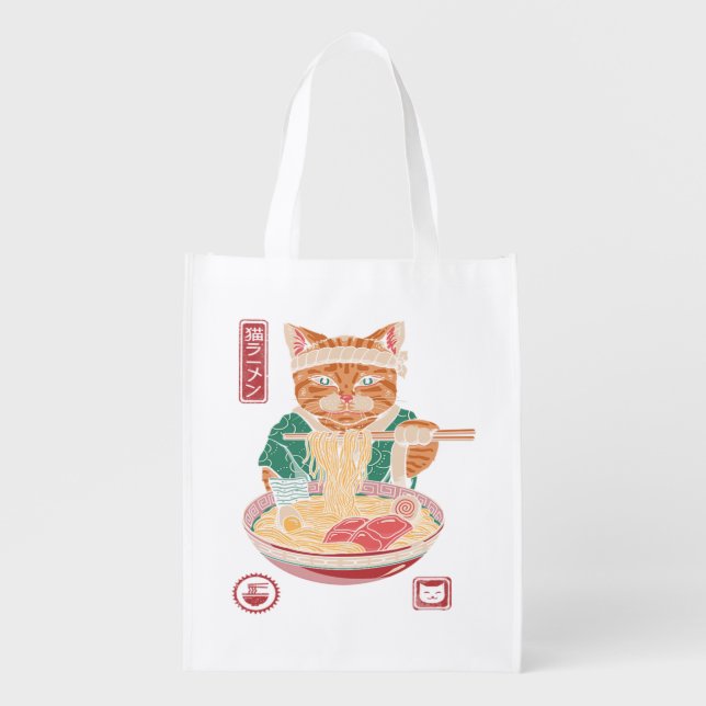 Cat Neko Ramen Grocery Bag (Front)