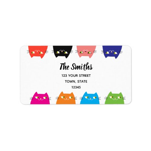 Cat Neon Vibrant Colors Funny Cool Modern Family Label