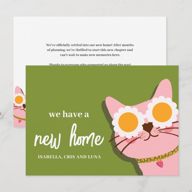 Cat New House Moving Announcement Card (Front/Back)
