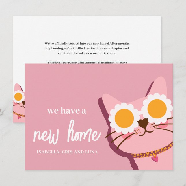 Cat New House Moving Announcement Card (Front/Back)