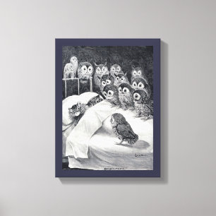 Cat Nightmare Owl Bird, Louis Wain Canvas Print