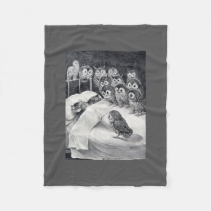 Cat Nightmare Owl Bird, Louis Wain Fleece Blanket