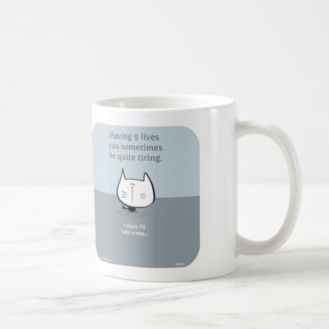 cat, nine lives, 9 lives, tiring, nap, cute cat coffee mug (Right)