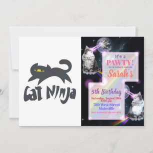 Cat ninja - Choose background color Invitation