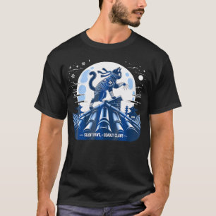 Cat Ninja Japanese Samurai Cat Kawaii Moon Anime T T-Shirt