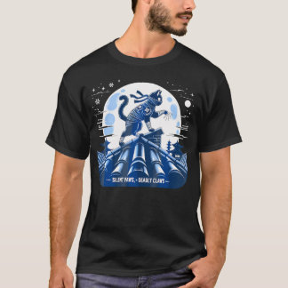 Cat Ninja Japanese Samurai Cat Kawaii Moon Anime T T-Shirt