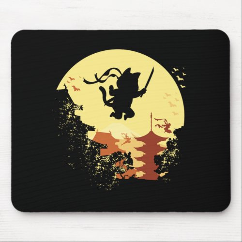 Cat Ninja Samurai Shinobi Kitten Kitty Pet Animal  Mouse Pad