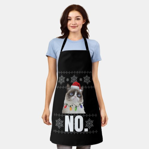 Cat No Grumpy Xmas Cats No Ugly Christmas Gifts Apron