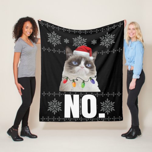 Cat No Grumpy Xmas Cats No Ugly Christmas Gifts Fleece Blanket