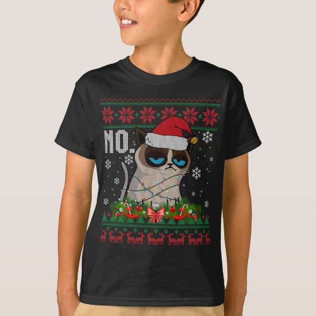 Cat No Grumpy Xmas Cats No Ugly Christmas Sweater (Front)
