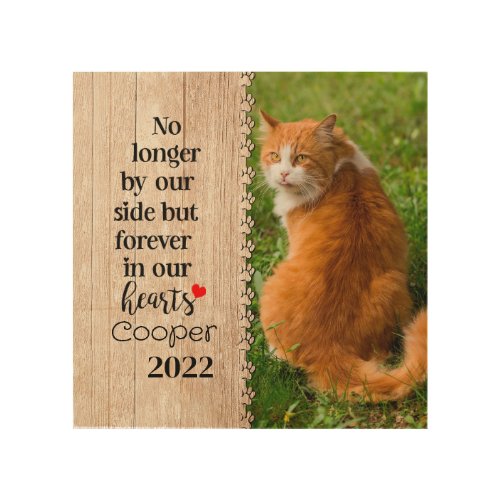 Cat No Longer By Our Side But Forever In Our Heart Wood Wall Art