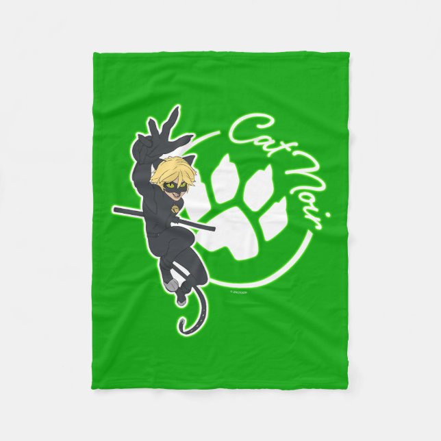 Cat Noir Badge Fleece Blanket (Front)