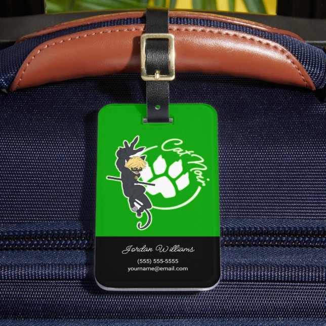 Cat Noir Badge Luggage Tag (Front Insitu 2)