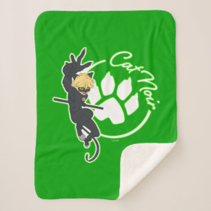 Cat Noir Badge Sherpa Blanket