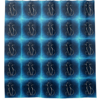 Cat Noir Blue Shower Curtain