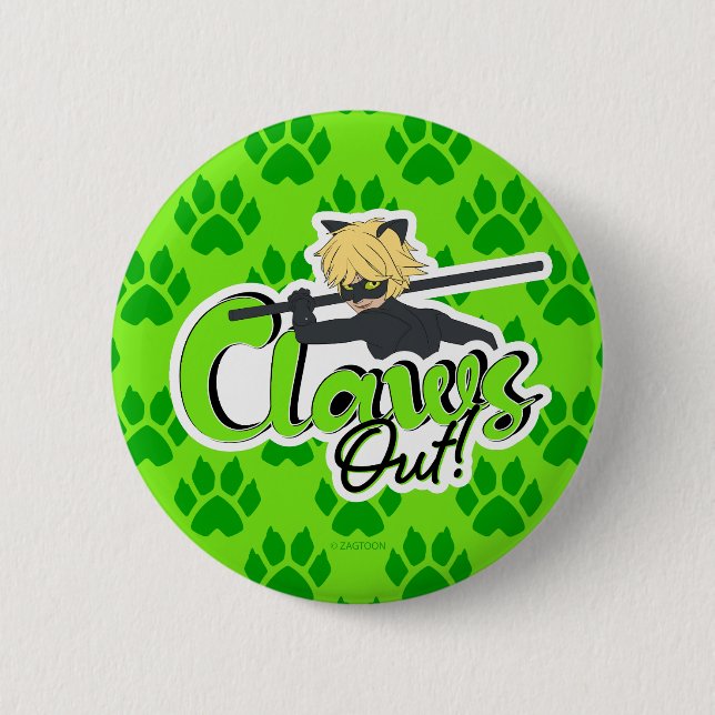 Cat Noir | Claws Out! Button (Front)