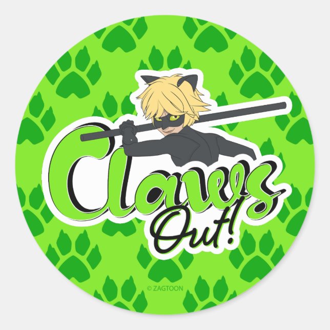 Cat Noir | Claws Out! Classic Round Sticker (Front)