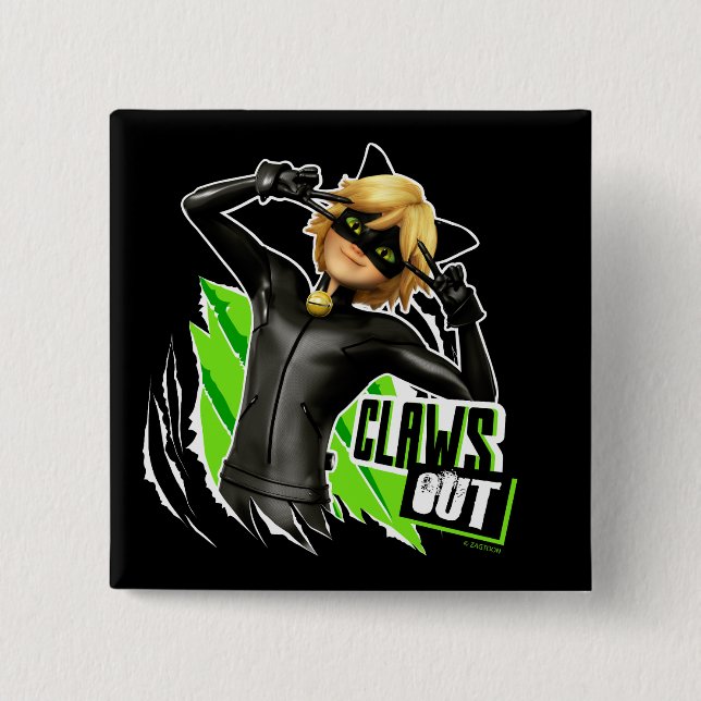 Cat Noir | Claws Out Graphic Button (Front)