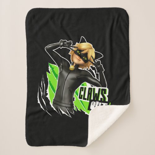 Cat Noir  Claws Out Graphic Sherpa Blanket