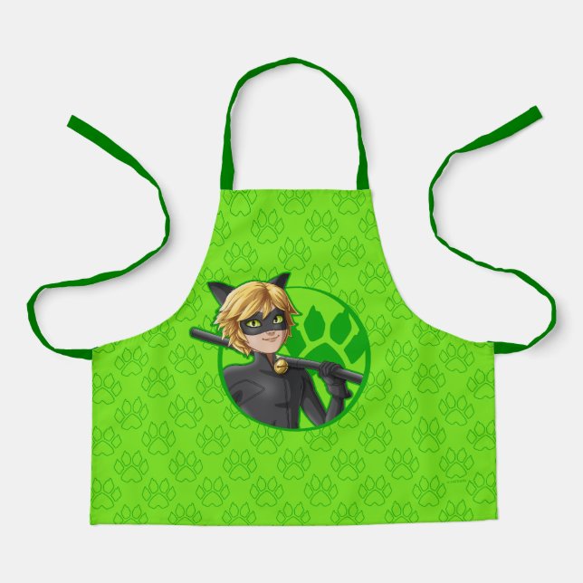 Cat Noir Green Badge Apron (Front)
