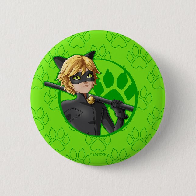 Cat Noir Green Badge Button (Front)