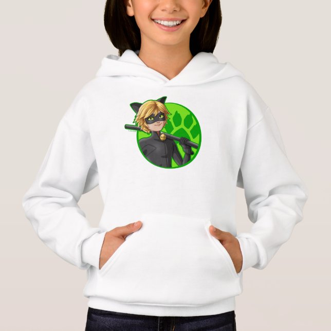 Cat Noir Green Badge Hoodie (Front)