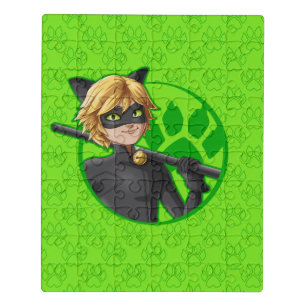 Cat Noir Green Badge Jigsaw Puzzle