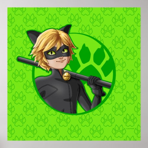 Cat Noir Green Badge Poster