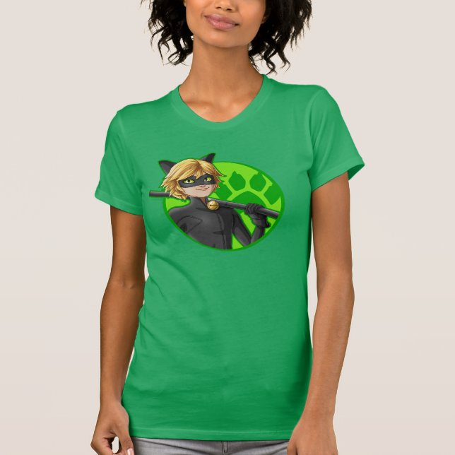 Cat Noir Green Badge T-Shirt (Front)