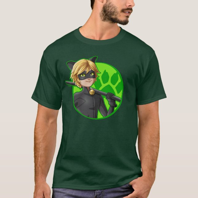 Cat Noir Green Badge T-Shirt (Front)