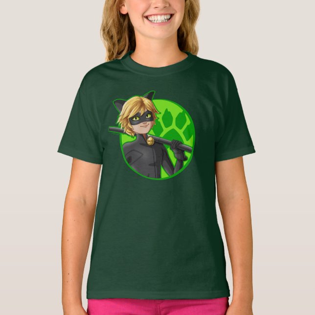 Cat Noir Green Badge T-Shirt (Front)
