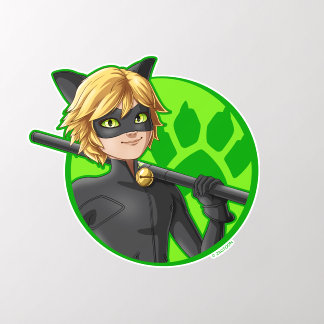 Cat Noir Green Badge Wall Decal