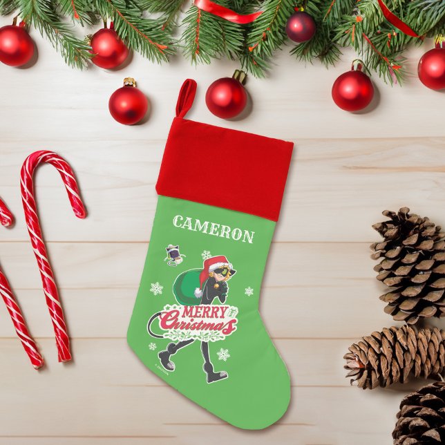 Cat Noir | Merry Christmas Christmas Stocking (Stocking on table)