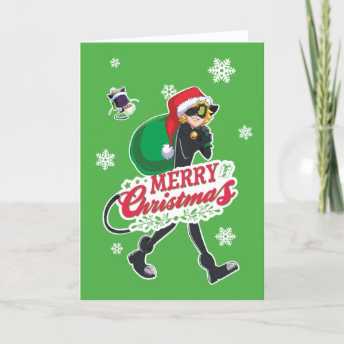 Cat Noir  Merry Christmas Holiday Card