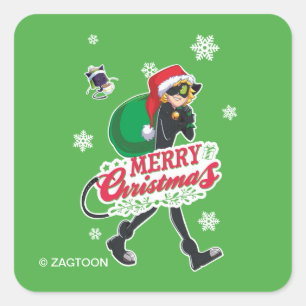 Cat Noir Merry Christmas Square Sticker