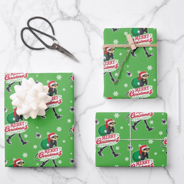 Cat Noir | Merry Christmas Wrapping Paper Sheets (Front)
