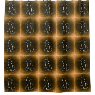 Cat Noir Orange Shower Curtain