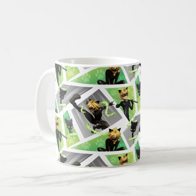 Cat Noir & Plagg Pattern Coffee Mug (Front Left)