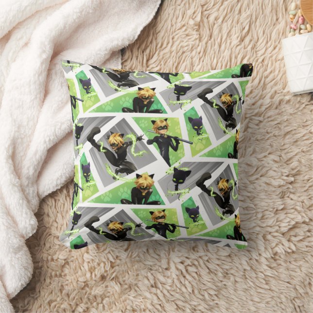 Cat Noir & Plagg Pattern Throw Pillow (Blanket)