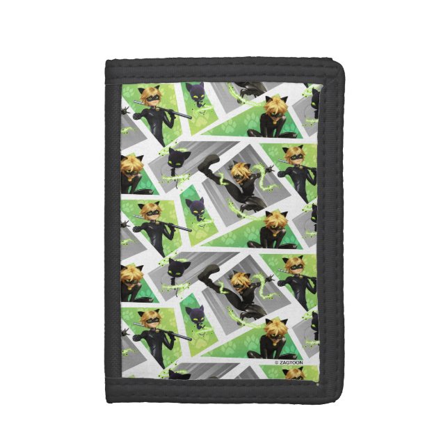 Cat Noir & Plagg Pattern Trifold Wallet (Front Vertical)