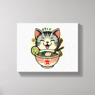 Cat Noodle Japanese Anime ga Kawaii Cat Canvas Print