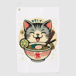 Cat Noodle Japanese Anime ga Kawaii Cat Golf Towel