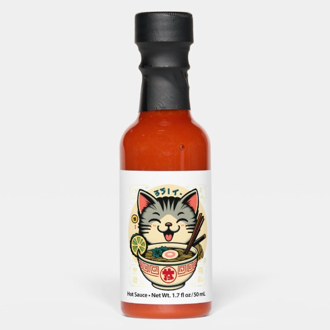 Cat Noodle Japanese Anime ga Kawaii Cat Hot Sauces (Front)