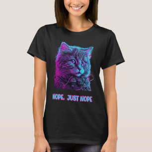 Cat nope just nope retrowave ragdoll listening mus T-Shirt