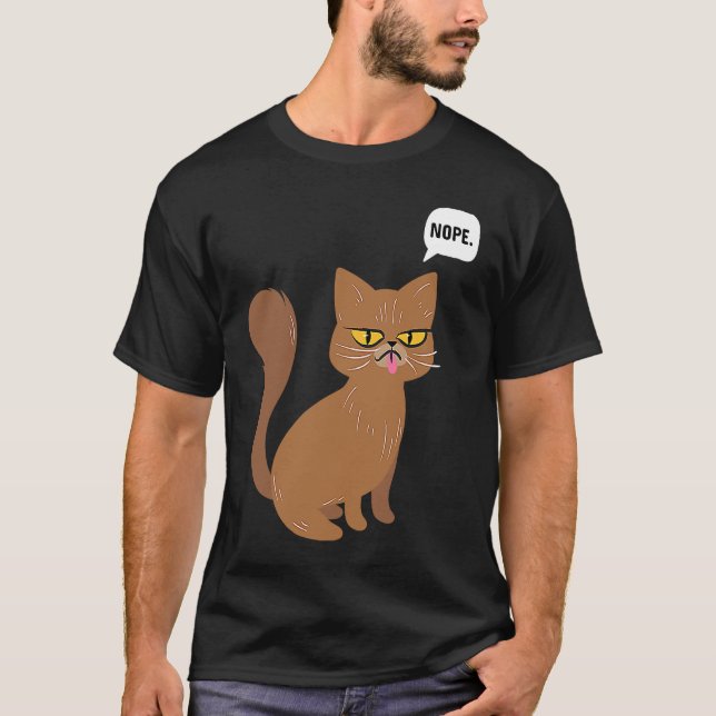 Cat Nope Statement  Graphic T-Shirt (Front)