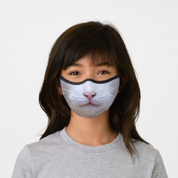 Cat Nose White Kids Premium Face Mask by JanelleWourmsDesign at Zazzle