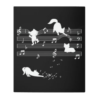Cat Notes Play Musician Metal Print