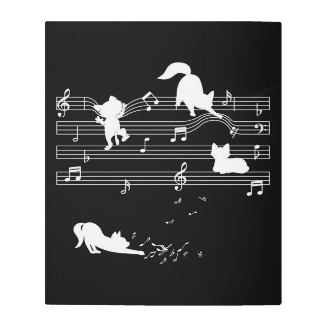 Cat Notes Play Musician Metal Print (Front)