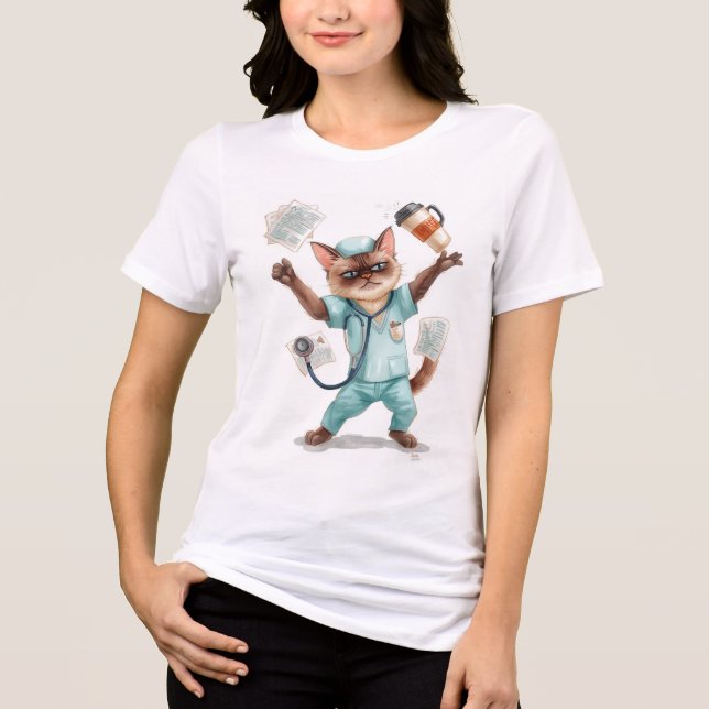 Cat Nurse at work  Tri-Blend Shirt (Front)